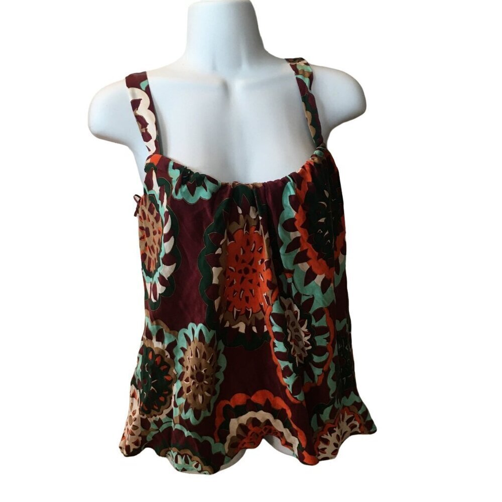 Escada 38 Multicolor Sleeveless Floral Silk Tank Top Made In Germany